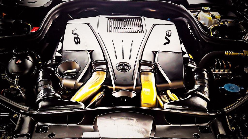 Mercedes-Benz biturbo V8 engine bay